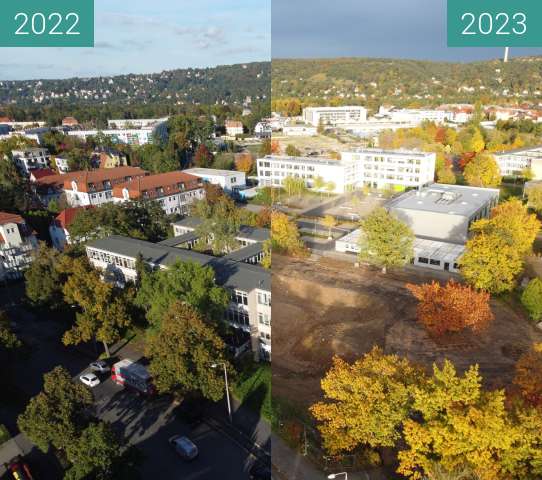 Image avant-après de Abriss der 94.POS Dresden entre 4 oct. 2022 et 29 oct. 2023