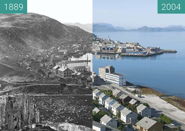 Before-and-after picture of Hammerfest between 1889 and 2004