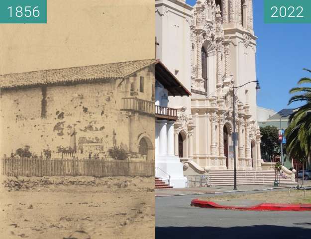 Image avant-après de Mission Dolores entre 1856 et 08.2022