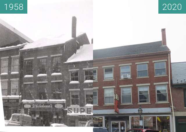 Before-and-after picture of Main Street February 17, 1958 between 1958-Feb-17 and 2020-Sep-15