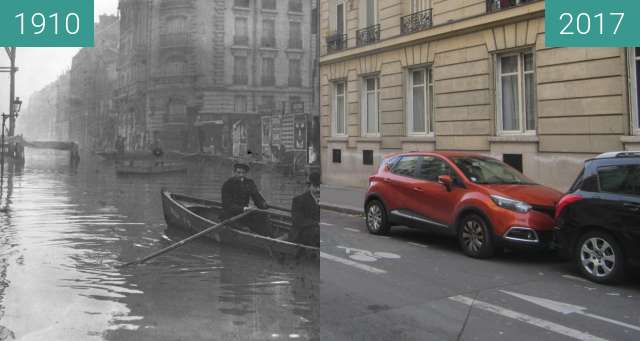 Vorher-Nachher-Bild von Rue de l'Université (Jahrhundertflut) zwischen 31.01.1910 und 09.12.2017