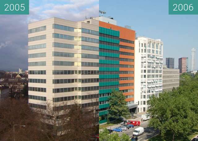 Before-and-after picture of Stresemannallee 30 in Frankfurt am Main between 2005-Jan-06 and 2006-Jul-04