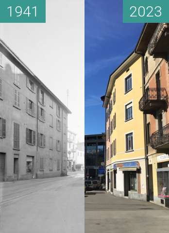 Vorher-Nachher-Bild von Piazza Molino Nuovo - Lugano zwischen 1941 und 2023