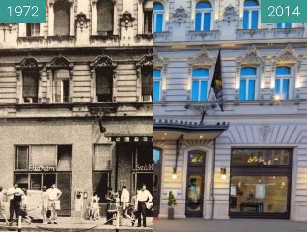 Vorher-Nachher-Bild von Hotel Nemzeti Budapest zwischen 1972 und 2014