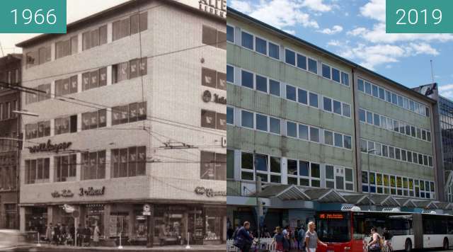 Before-and-after picture of Kachelhaus between 1966 and 2019-May-28