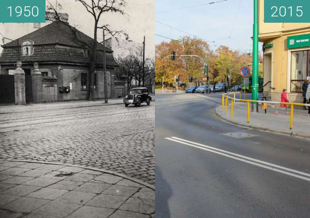 Vorher-Nachher-Bild von Skrzyżowanie ulic Szylinga/Grunwaldzkiej/Matejki zwischen 1950 und 2015