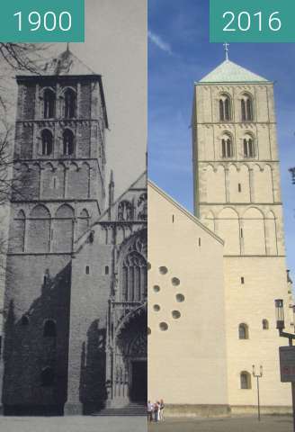 Before-and-after picture of St.-Paulus-Dom between 1900 and 2016-Sep-02