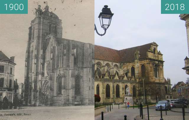 Before-and-after picture of Église St. Pierre (Dreux) between 1900 and 2018-Mar-25