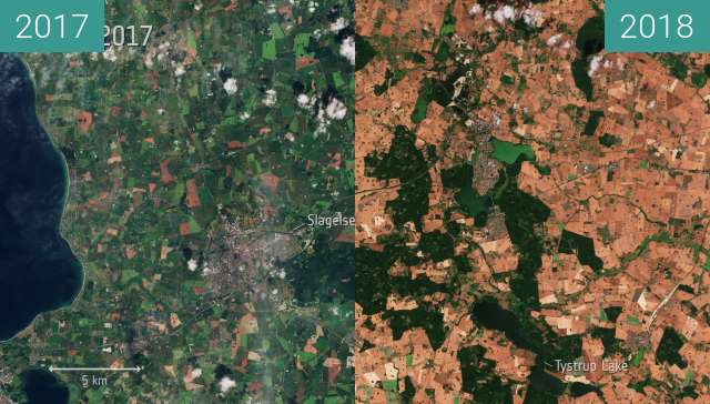 Before-and-after picture of Heatwave 2018 between 07/2017 and 07/2018