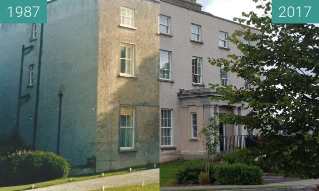 Before-and-after picture of Kilnacourt House between 1987 and 2017-Sep-12