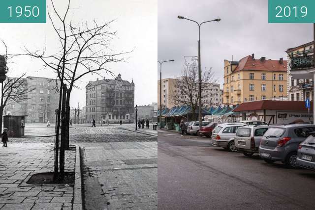 Vorher-Nachher-Bild von Rynek Łazarski zwischen 1950 und 2019