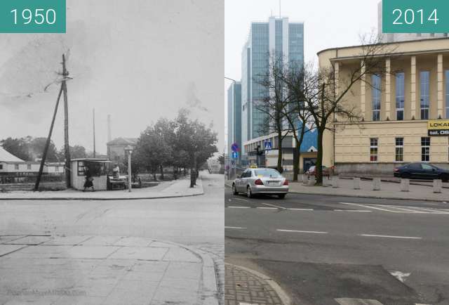 Image avant-après de Ulica Kościuszki entre 12 août 1950 et 12 août 2014