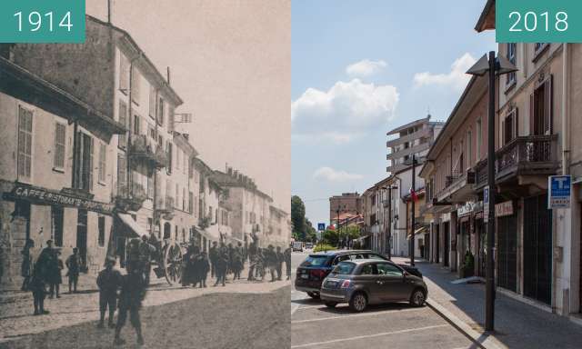 Vorher-Nachher-Bild von Piazza Roma, Mariano Comense zwischen 1914 und 02.06.2018