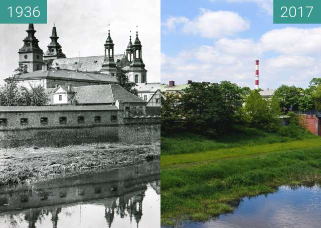 Before-and-after picture of Ostrów Tumski between 1936 and 2017