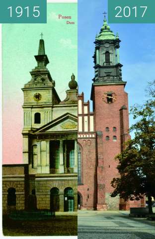 Vorher-Nachher-Bild von Katedra Poznań zwischen 1915 und 2017