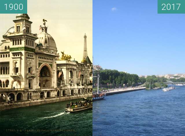 Before-and-after picture of Quai des Nations between 1900 and 2017-Jun-10