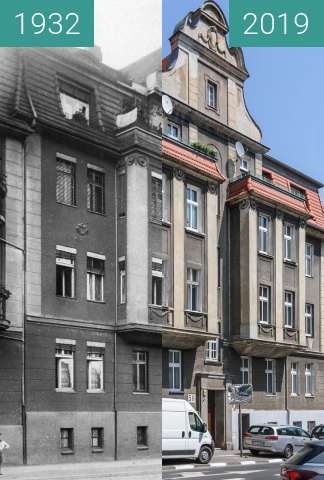 Vorher-Nachher-Bild von Ulica Poznańska nr 58 zwischen 1932 und 2019