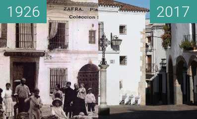 Before-and-after picture of Plaza Chica de Zafra between 1926 and 2017