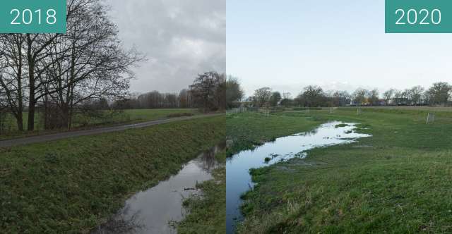 Before-and-after picture of Brook Improvement "Rode Beek" between 2018-Dec-09 and 2020-Jan-18