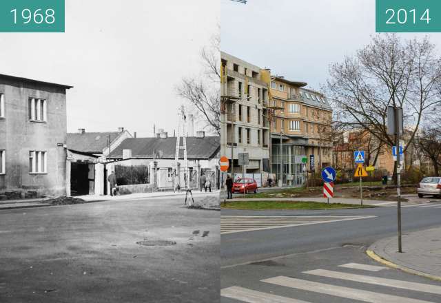 Before-and-after picture of Ulica Kościelna between 1968-Aug-12 and 2014-Aug-12