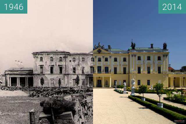 Vorher-Nachher-Bild von Pałac Branickich zwischen 1946 und 2014