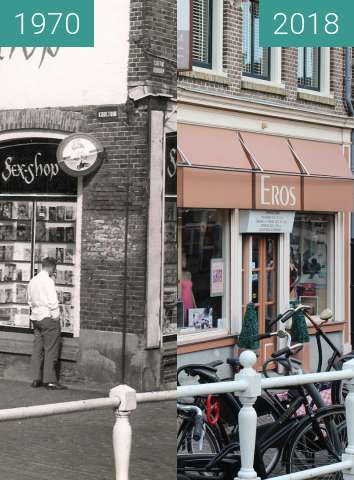 Before-and-after picture of Luttik Oudorp Erotic shop between 1970 and 2018-Feb-27