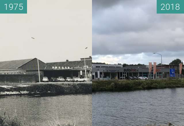 Before-and-after picture of Garage Klaver in Alkmaar between 1975 and 2018-Aug-16