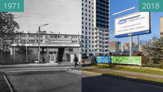 Before-and-after picture of Ulica Marszałkowska between 1971 and 2018-Feb-02