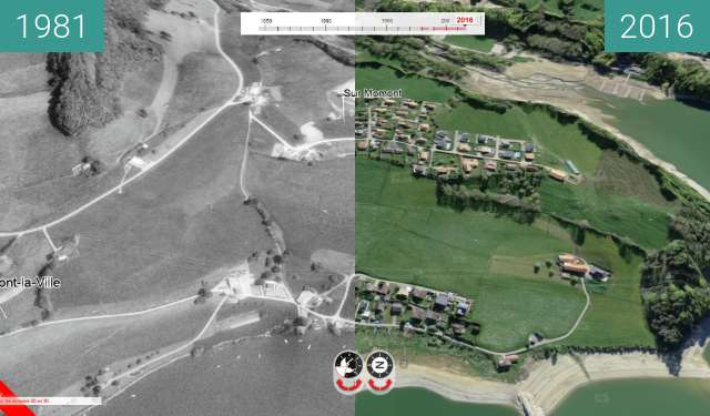 Vorher-Nachher-Bild von Commune de Pont-la-Ville (1981 - 2016) zwischen 1981 und 2016