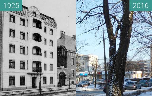 Image avant-après de Hohenzollernstrasse (Aleja Wolności) entre 1925 et 2016