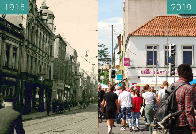 Before-and-after picture of Neumarkt between 1915 and 2019-Jun-22