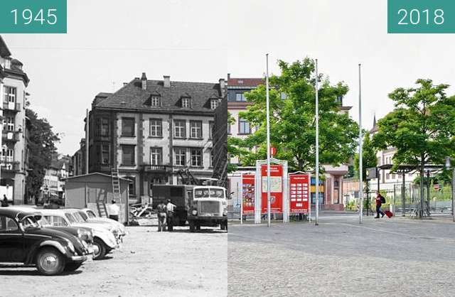 Vorher-Nachher-Bild von Aschaffenburg - Marktplatz zwischen 1945 und 2018