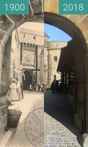 Before-and-after picture of Mont-Saint-Michel: Porte du Roy between 1900 and 2018-May-21