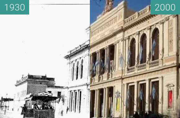 Before-and-after picture of Teatro General San Martin between 1930 and 2000