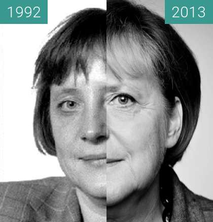 Before-and-after picture of Angela Merkel between 1992 and 2013