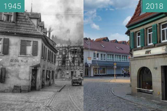 Vorher-Nachher-Bild von Kronach zwischen 12.04.1945 und 19.06.2018