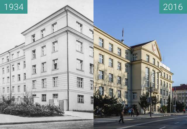 Vorher-Nachher-Bild von Aleja Niepodległości, obecny Urząd Wojewódzki zwischen 1934 und 2016