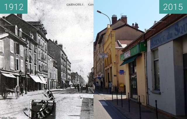 Before-and-after picture of Grenoble | Cours Berriat between 1912 and 2015