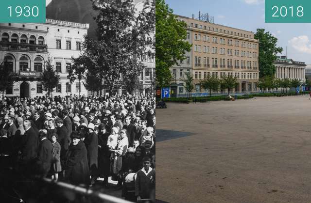 Vorher-Nachher-Bild von Plac Wolności zwischen 1930 und 2018