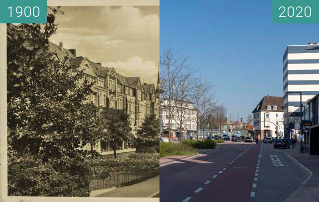 Before-and-after picture of Rosenplatz between 1900 and 03/2020