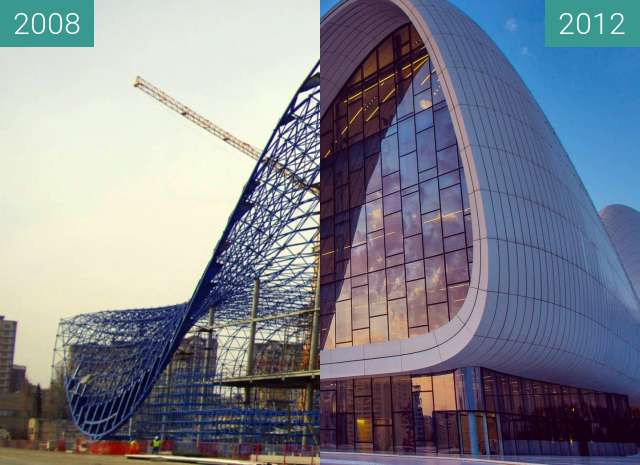 Vorher-Nachher-Bild von Heydar Aliyev Center zwischen 2008 und 2012