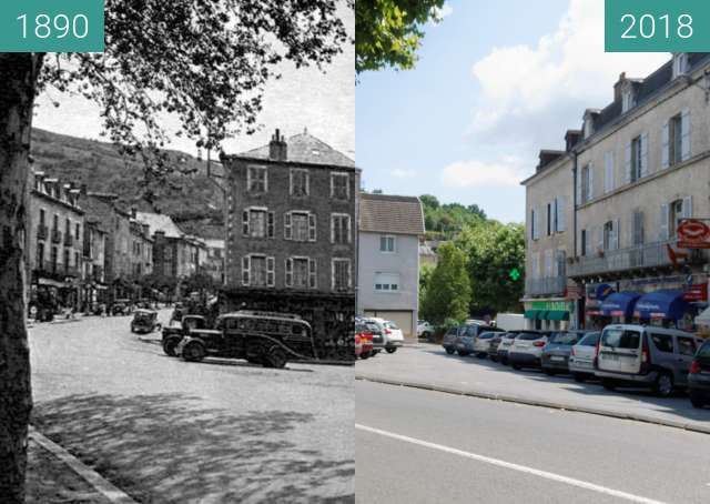 Before-and-after picture of Villefranche de Rouergue between 1890 and 2018-Jul-06