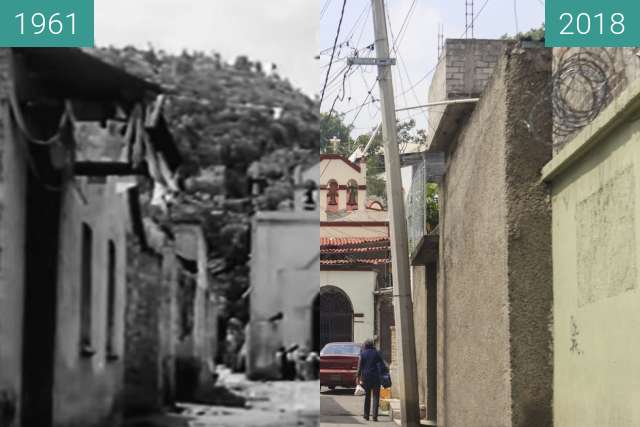 Before-and-after picture of A scene from the mexican movie "Yanco" between 1961 and 2018-Oct-12