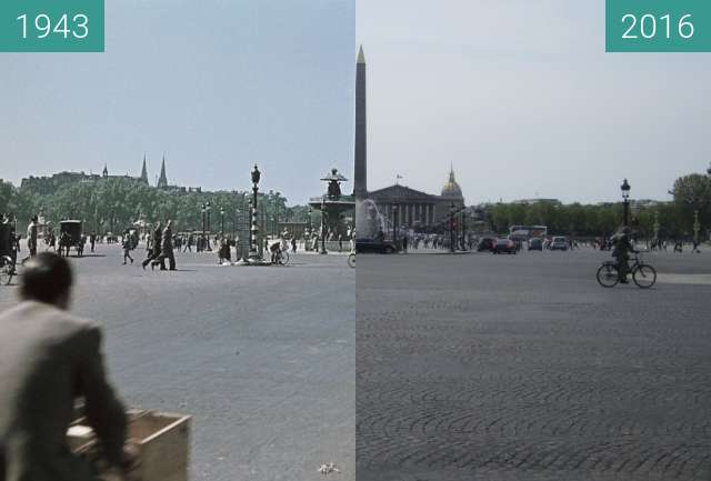 Image avant-après de Place de la Concorde (Besetzung von Paris) entre 1943 et 8 mai 2016