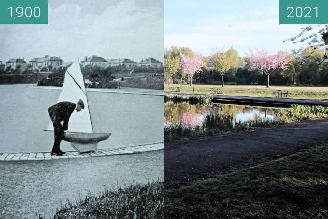 Image avant-après de Pond in Maxwell Park entre 1900 et 2 mai 2021