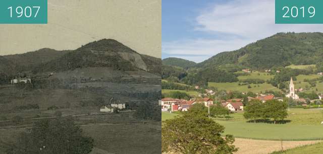 Vorher-Nachher-Bild von Vue sur le village depuis Montmain zwischen 1907 und 13.06.2019