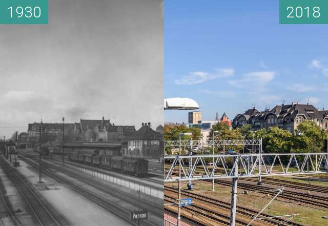 Vorher-Nachher-Bild von Widok w kierunku Dzielnicy Cesarskiej zwischen 1930 und 2018