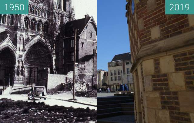 Image avant-après de Cathedrale Notre-Dame d'Amiens entre 1950 et 13 mai 2019