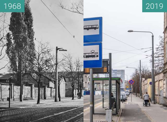 Vorher-Nachher-Bild von Ulica Zwierzyniecka zwischen 1968 und 07.03.2019