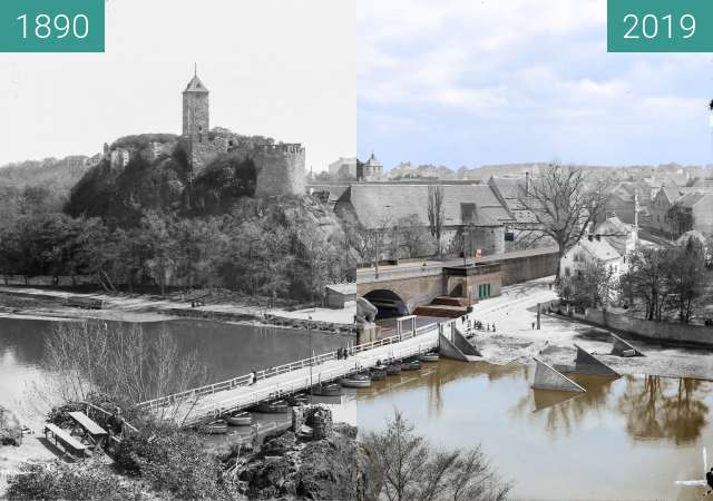 Image avant-après de Burg Giebichenstein entre 1890 et 2019